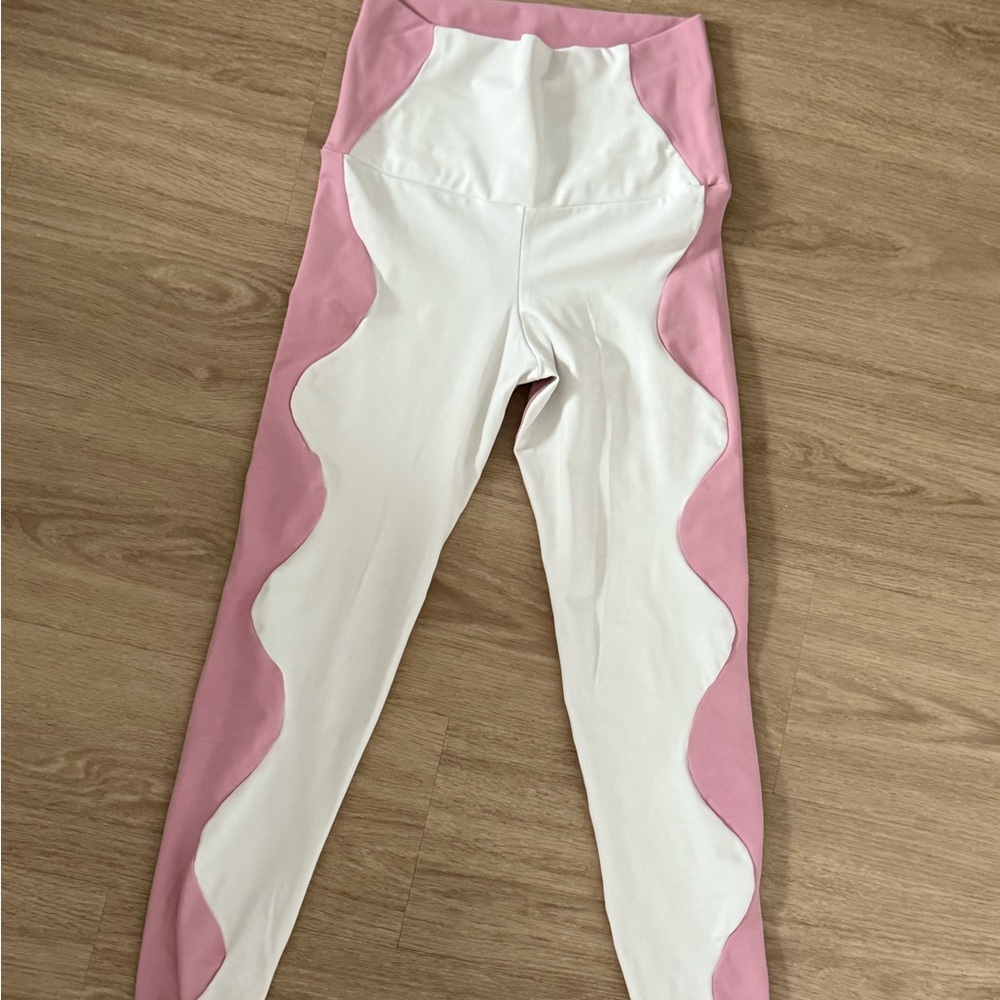 Port de Bras Pink and White Color Block Leggings